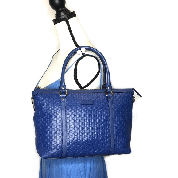 Authentic Gucci 2way tote bag blue leather - Picture 2 of 16